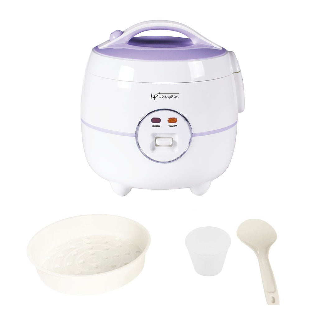 LP LIVING PLUS Electric Rice Cooker, Non stick, One Touch Button, with Steamer Tray, Measuring Cup and Rice Spoon (1.0L)
