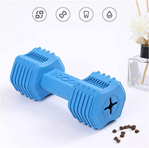 Pawfectpals Indestructible Dumbbell Dog Chew Toys for Aggressive chewers, Interactive Puzzle Treat Toy, Food Dispenser Feeder, Natural Rubber Bite Resistant for Healthy Teeth Dental Cleaning (Blue)