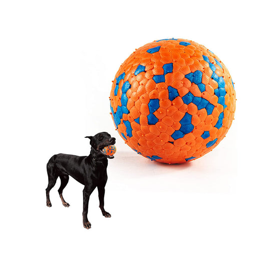 Pawfectpals Indestructible Toughest Bouncy Durable Bloom Ball for Aggressive Chewers, TPR Technology, Floating Rubber Ball, Easy to Clean, High Bounce Rate (Orange and Blue)