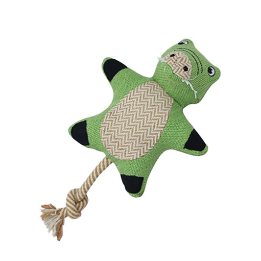 Pawfectpals Squeaky and Durable Dog Chew Toy with Rope Tail (Alligator)
