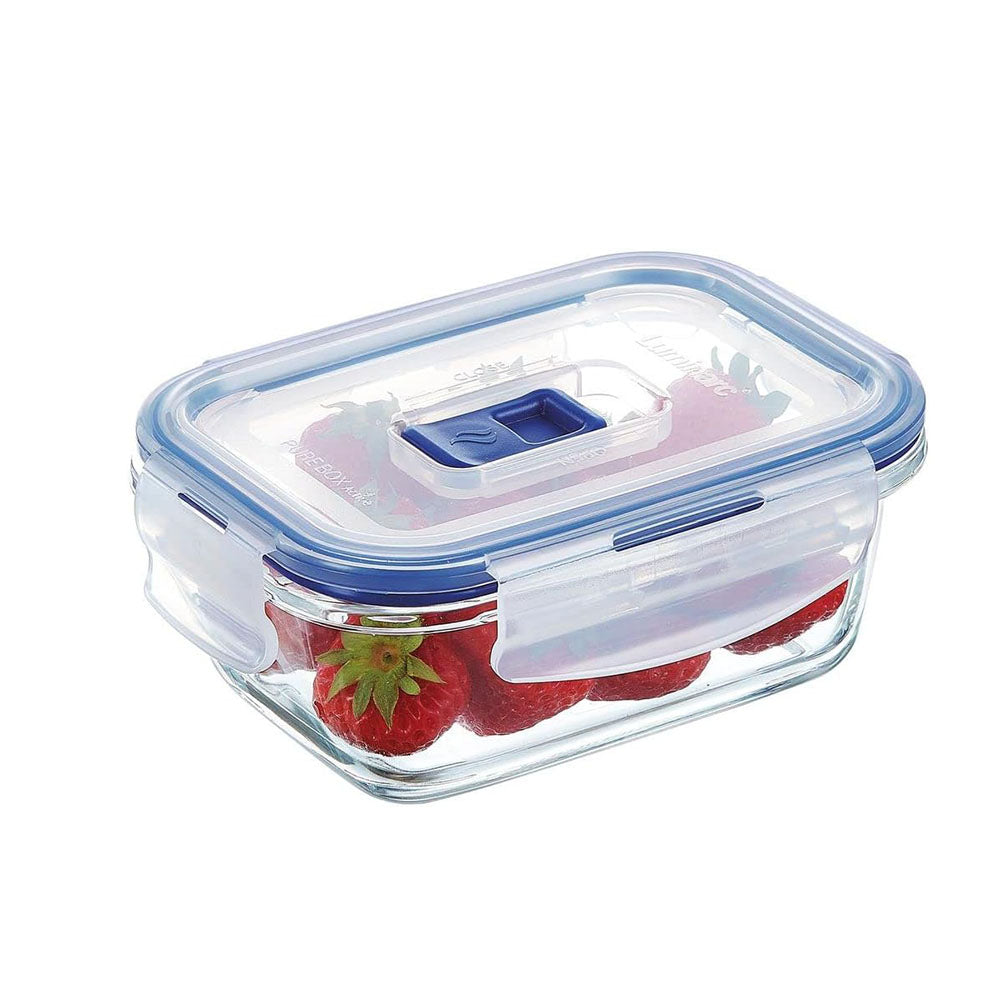 Luminarc Pure Box Active Glass Food Storage Container (Rect, 1.5 cups/380ml)