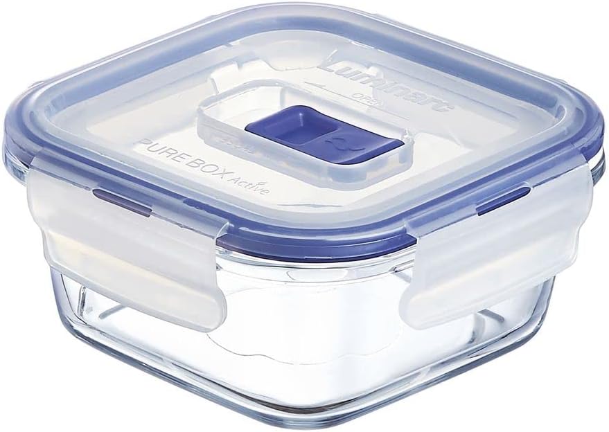 Luminarc Pure Box Active Glass Food Storage Container (Square, 1.5 cups/380ml)