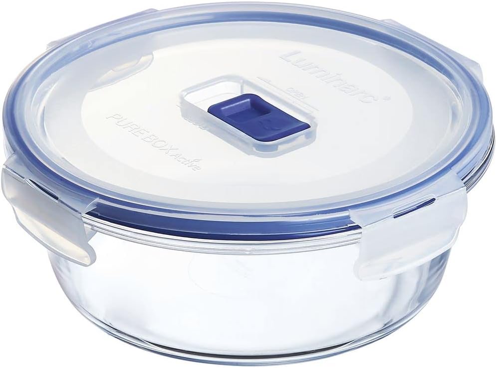 Luminarc Pure Box Active Glass Food Storage Container (Round 3.8 Cups/920ml)