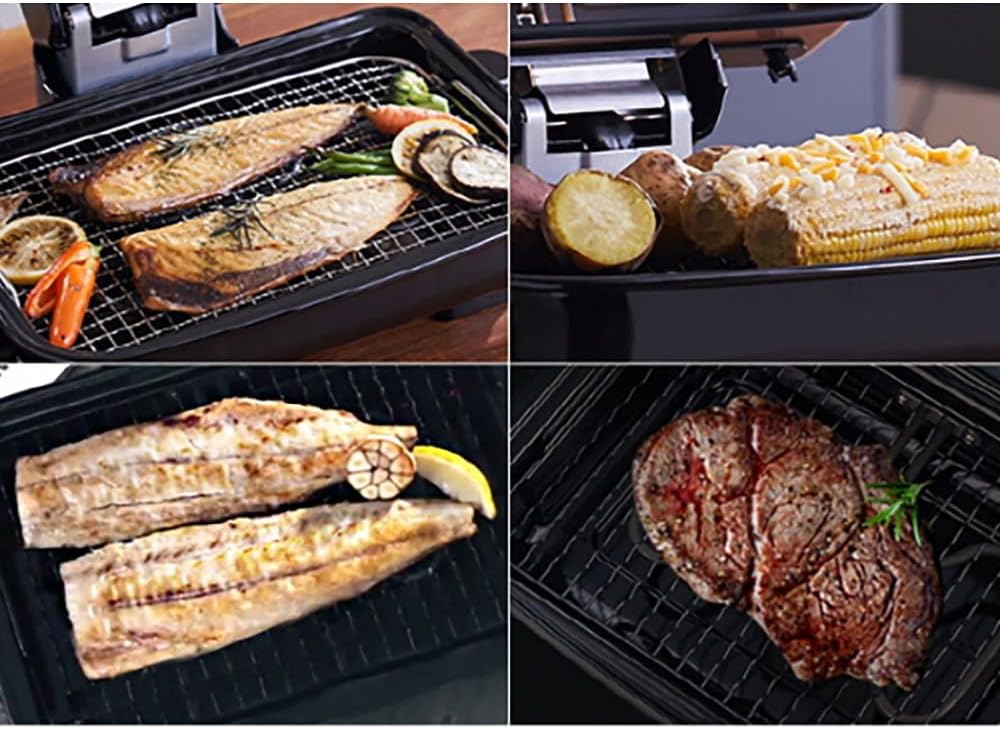 LP LIVING PLUS Double Sided Multi Grill Fish Roaster with Wire Grill Plate,Timer Control Knob, Double sided Heating