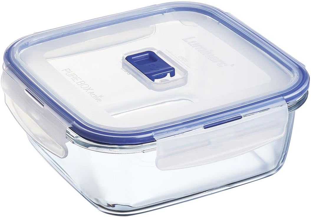 Luminarc Pure Box Active Glass Food Storage Container (Square, 5 cups/1220ml)