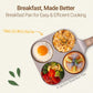 4-Section Nonstick Breakfast Pan – Granite Coated Frying Pan for Eggs, Pancakes, Muffins – Induction Compatible, Wood-Style Handle