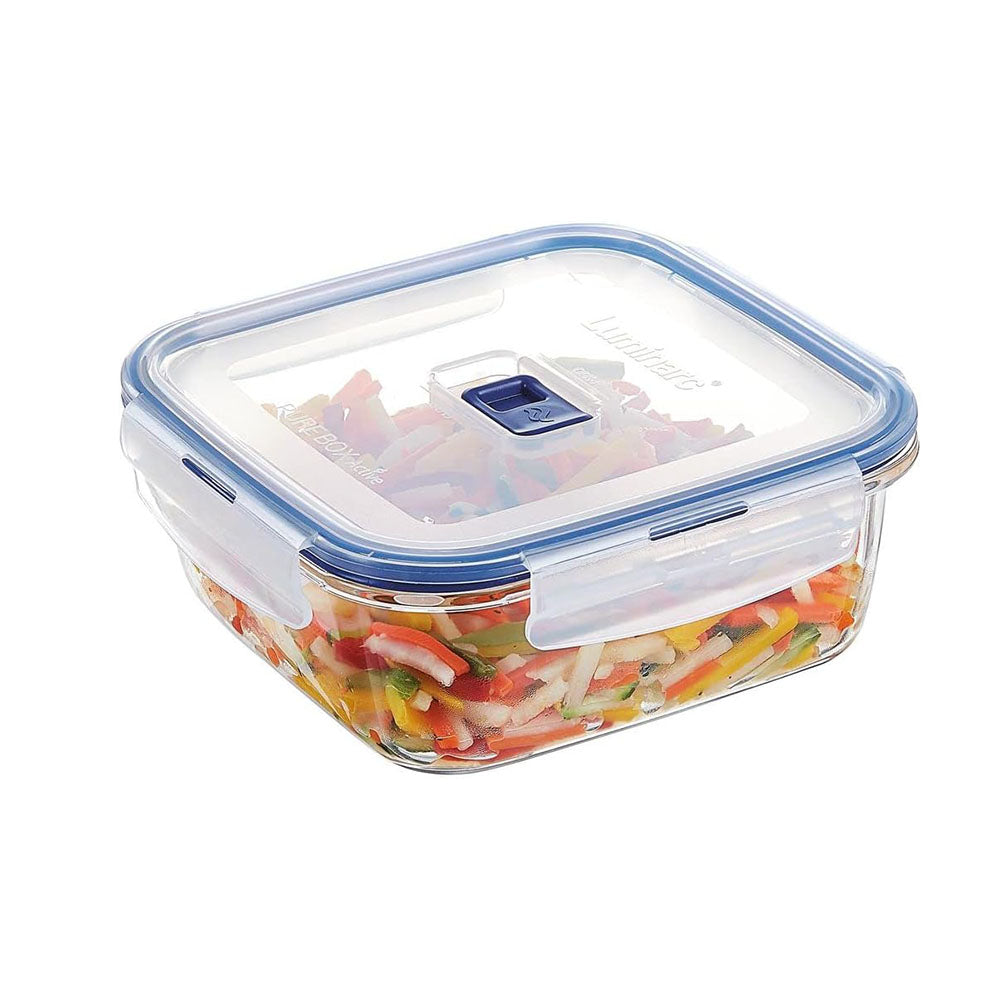 Luminarc Pure Box Active Glass Food Storage Container (Square, 5 cups/1220ml)