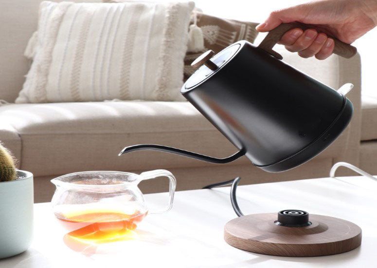 Modern Electric Gooseneck S/S Kettle, 1200W Quick Heating,One touch, 0.8L, Black