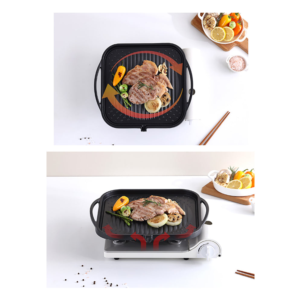 Kitchen Flower Nonstick Korean BBQ Black Square Grill Pan 30cm