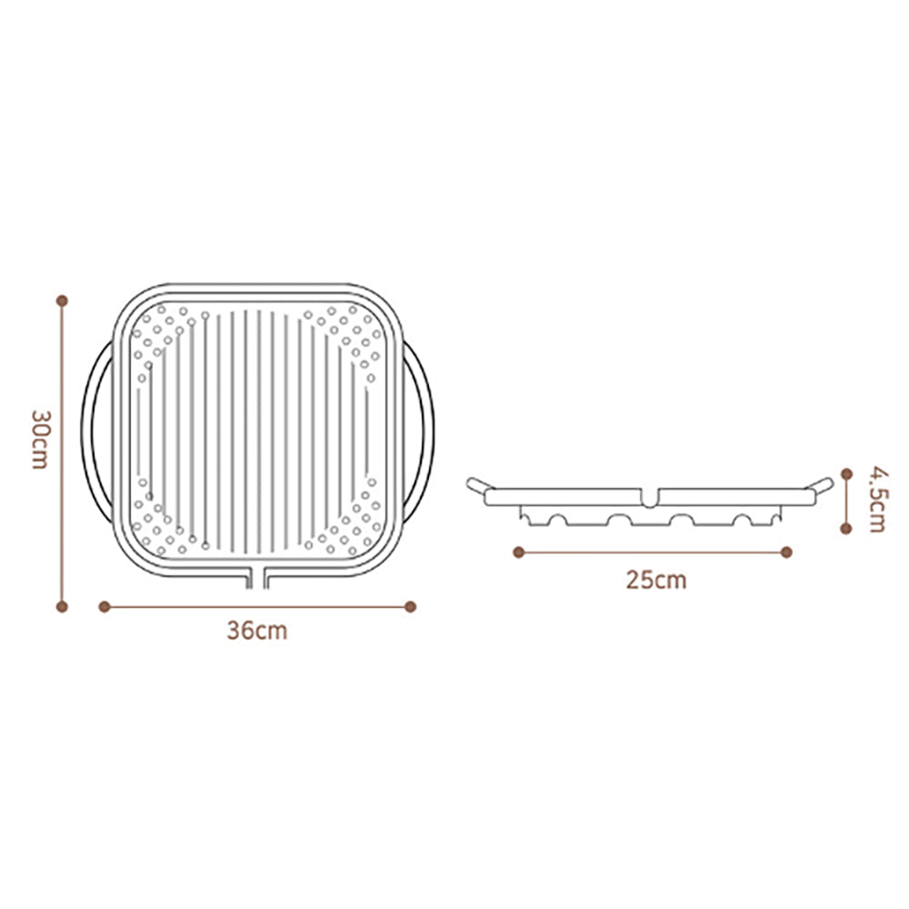 Kitchen Flower Nonstick Korean BBQ Black Square Grill Pan 30cm