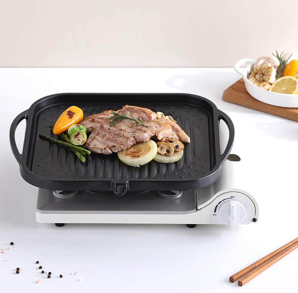 Kitchen Flower Nonstick Korean BBQ Black Square Grill Pan 30cm