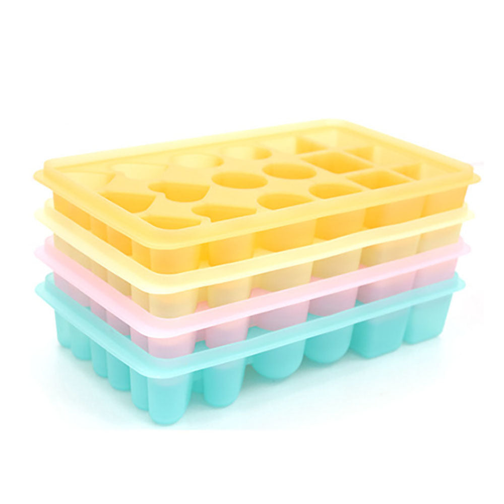 PINXOR 21-Grid Silicone Ice Cube Trays with Lids Creative Food-grade Silicone Mold for Bars Kitchens Beverage Liquid (Orange)