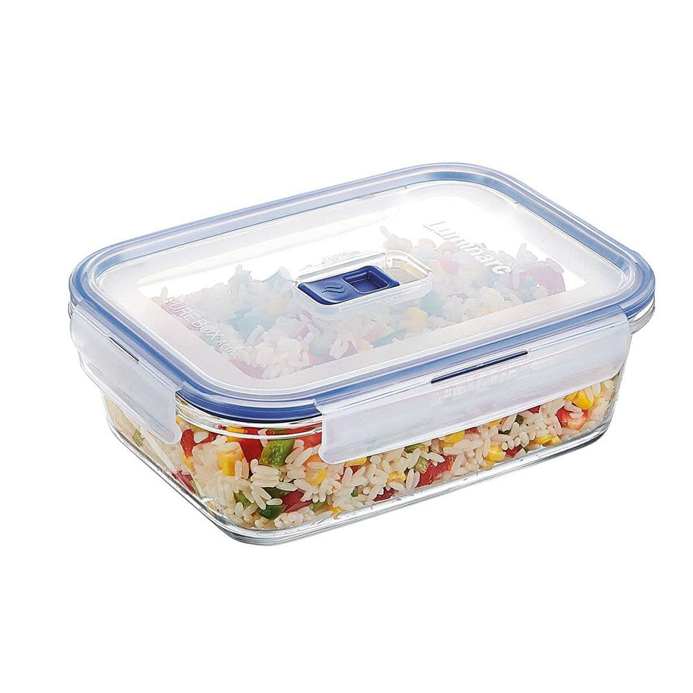 Luminarc Pure Box Active Glass Food Storage Container (Rect, 5 cups/1220ml)