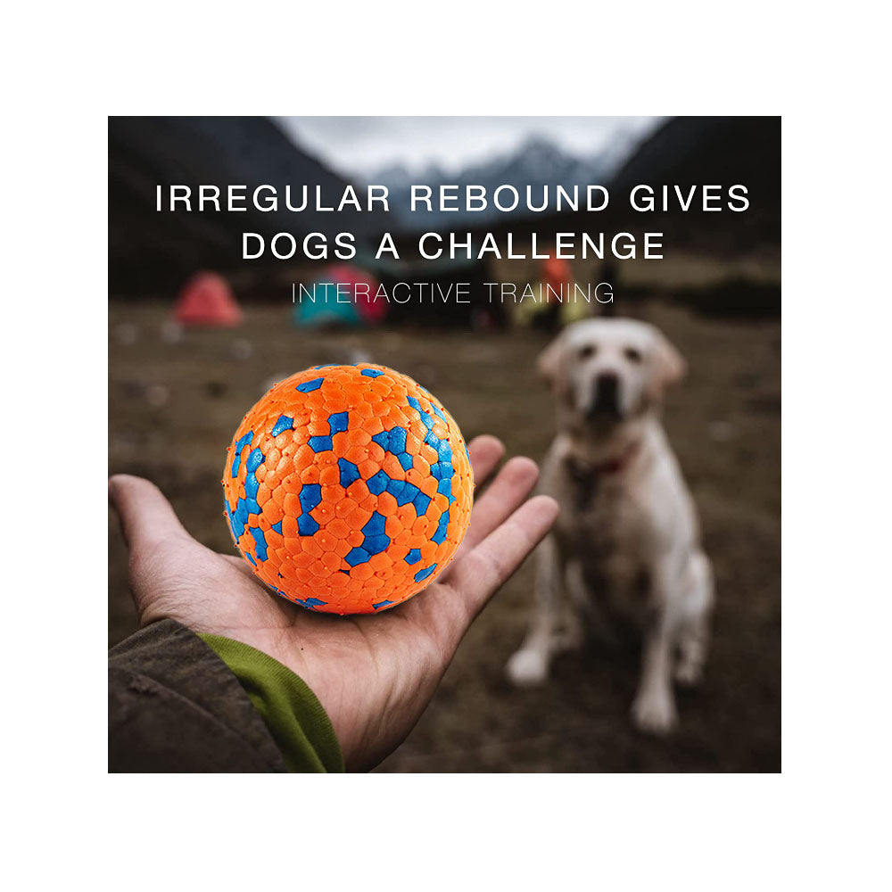 Pawfectpals Indestructible Toughest Bouncy Durable Bloom Ball for Aggressive Chewers, TPR Technology, Floating Rubber Ball, Easy to Clean, High Bounce Rate (Orange and Blue)