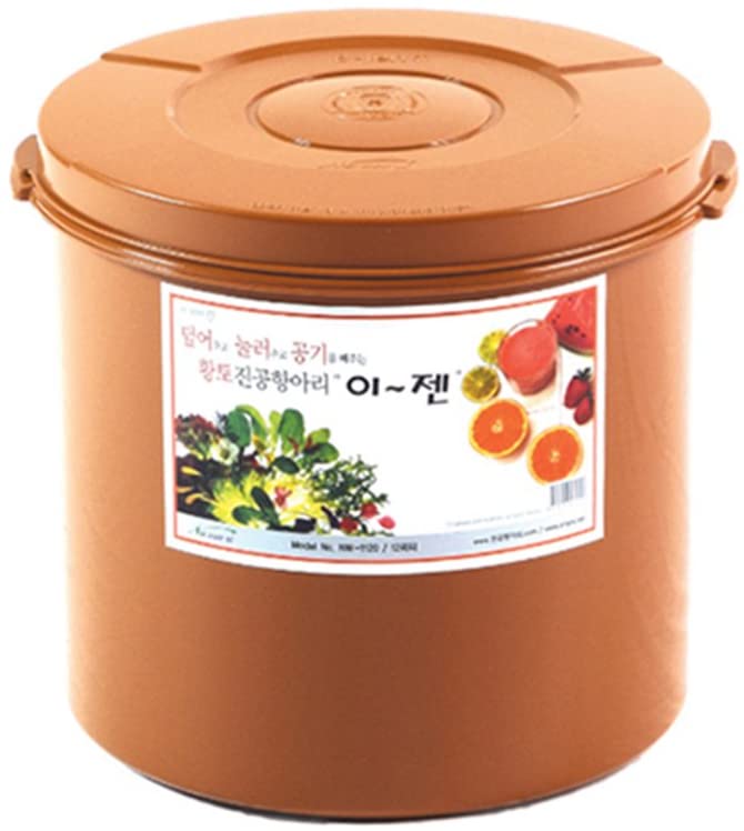 Ejen, E-jen, Kimchi Container, Fermentation Container, Brown, Korean, No smell, Container, Kitchen, Cookware, Perfeckitchenco, Pickled, dishwasher safe, freezer safe, microwave safe, Kimchi, Mud, Brown, Storage, Plastic, 22L, 5.8 gallon, round, Airtight