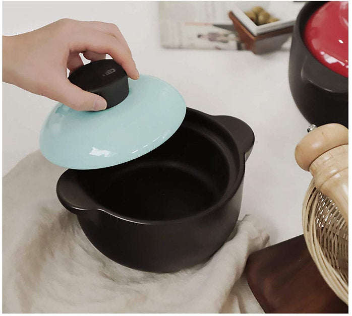 Heat Resistant Fine Porcelain Casserole/Clay Pot/Earthenware Pot (1000ml Blue)