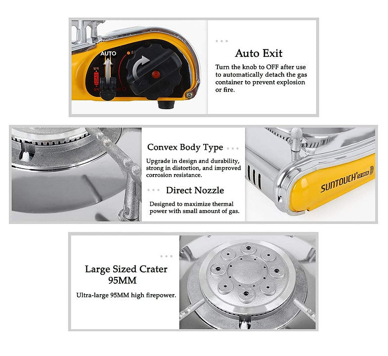 Gas stove, stainless steel, bbq, Barbeque, korean, suntouch, perfectkitchenco, plate, gas, portable, outdoor, indoor, yellow