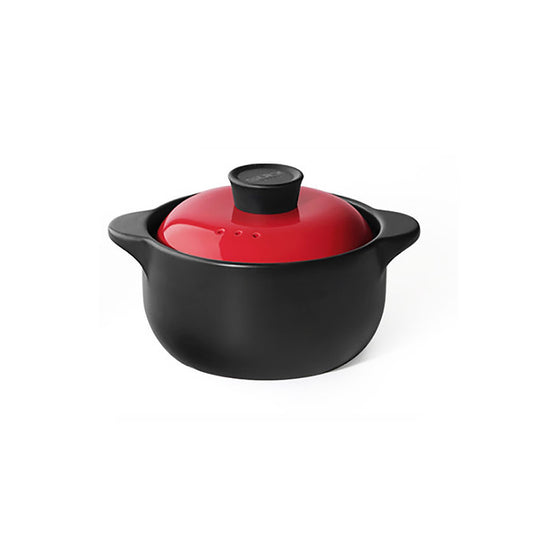 Heat Resistant Fine Porcelain Casserole/Clay Pot/Earthenware Pot (1600ml Red)