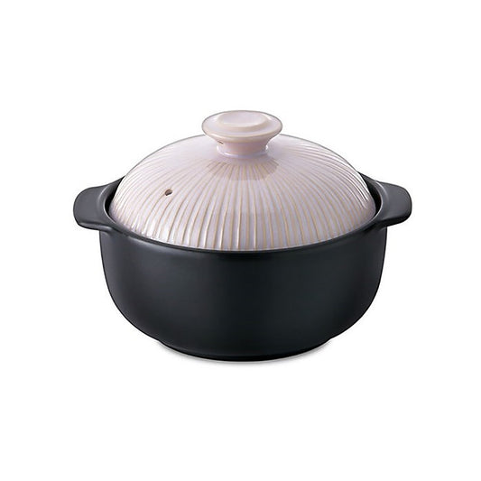 Lucia Natural Glazed Ceramic Porcelain Cookware Hot Pot (Beige Pink 1400ml)