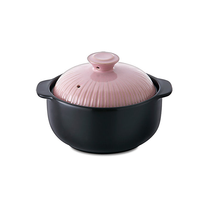 Lucia Natural Glazed Ceramic Porcelain Cookware Hot Pot (Sugar Pink 1000ml)