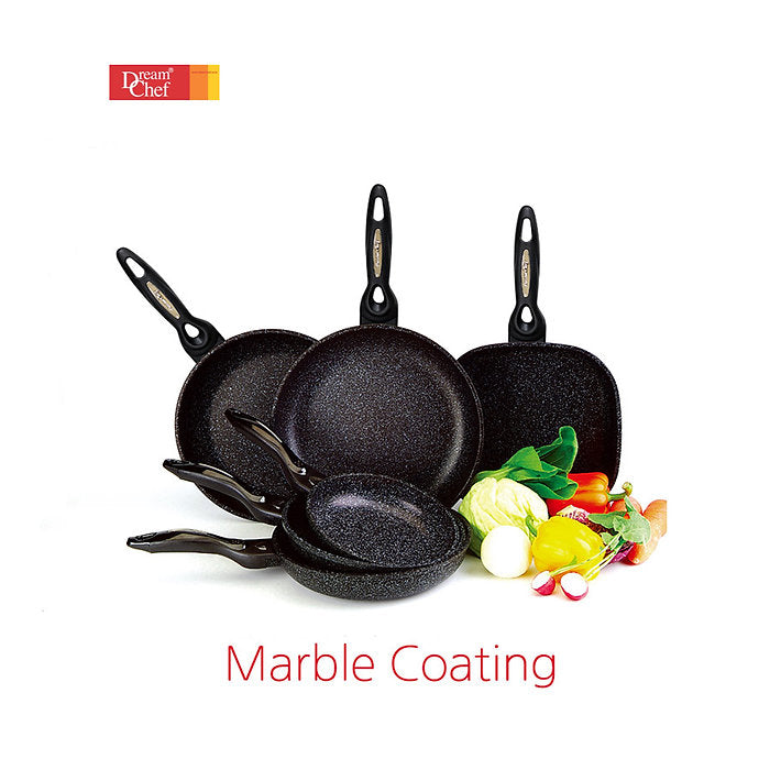 Non Stick, Frying, Wok, Pan, Marble, Cook. Kitchenware, Cookware, Dreamchef, Black, Heavy Duty, Safe, Korea, Long lasting, Lightweight, Easy,