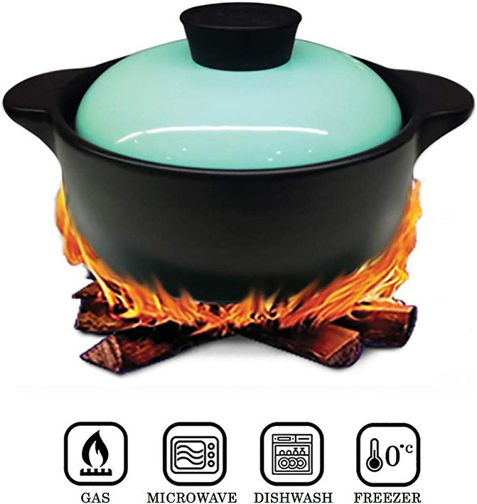 Heat Resistant Fine Porcelain Casserole/Clay Pot/Earthenware Pot (1000ml Blue)