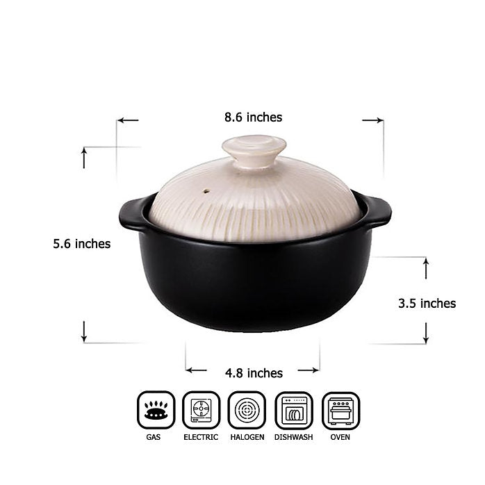 Lucia Natural Glazed Ceramic Porcelain Cookware Hot Pot (Beige Pink 1400ml)