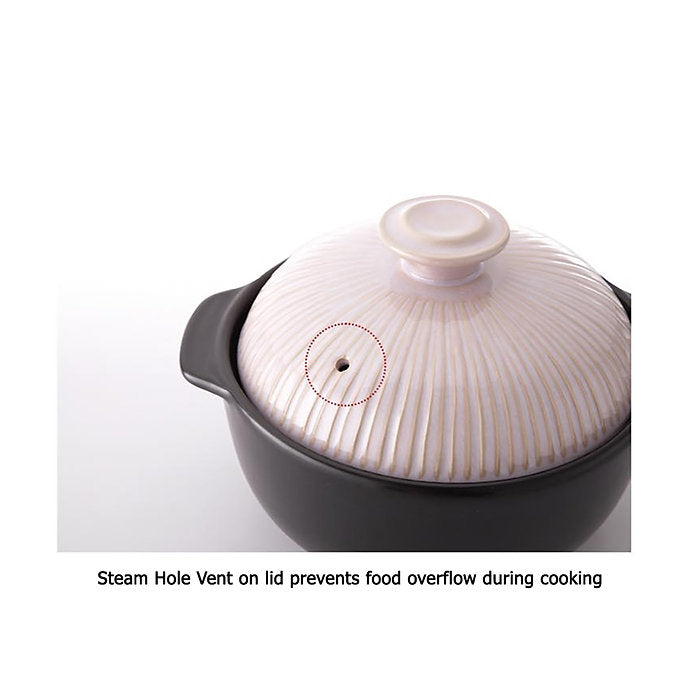 Lucia Natural Glazed Ceramic Porcelain Cookware Hot Pot (Beige Pink 1400ml)