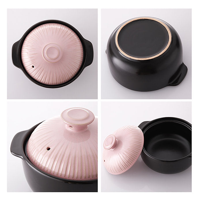 Lucia Natural Glazed Ceramic Porcelain Cookware Hot Pot (Sugar Pink 1000ml)