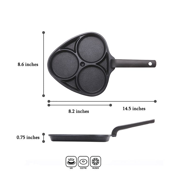 Kitchen Flower Cookin Clover 3 Divider Non Stick Egg Frying Pan –  PerfectKitchenCo