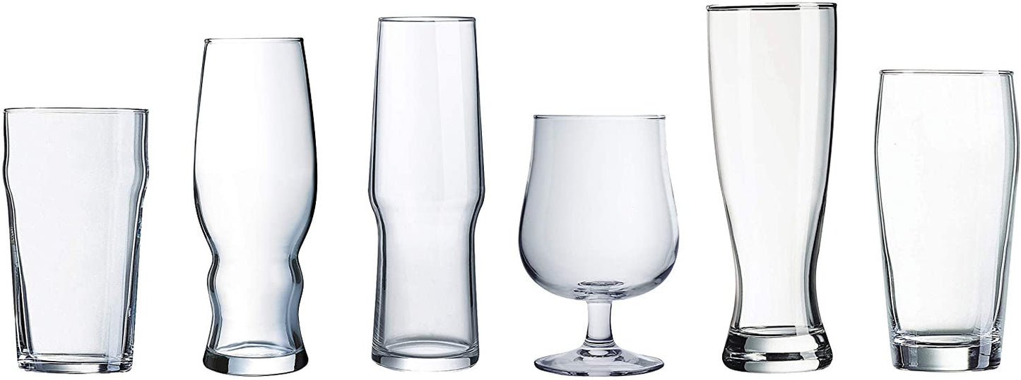 Luminarc 6 Piece Arc International Assorted Craft Brew Glasses Set, Clear