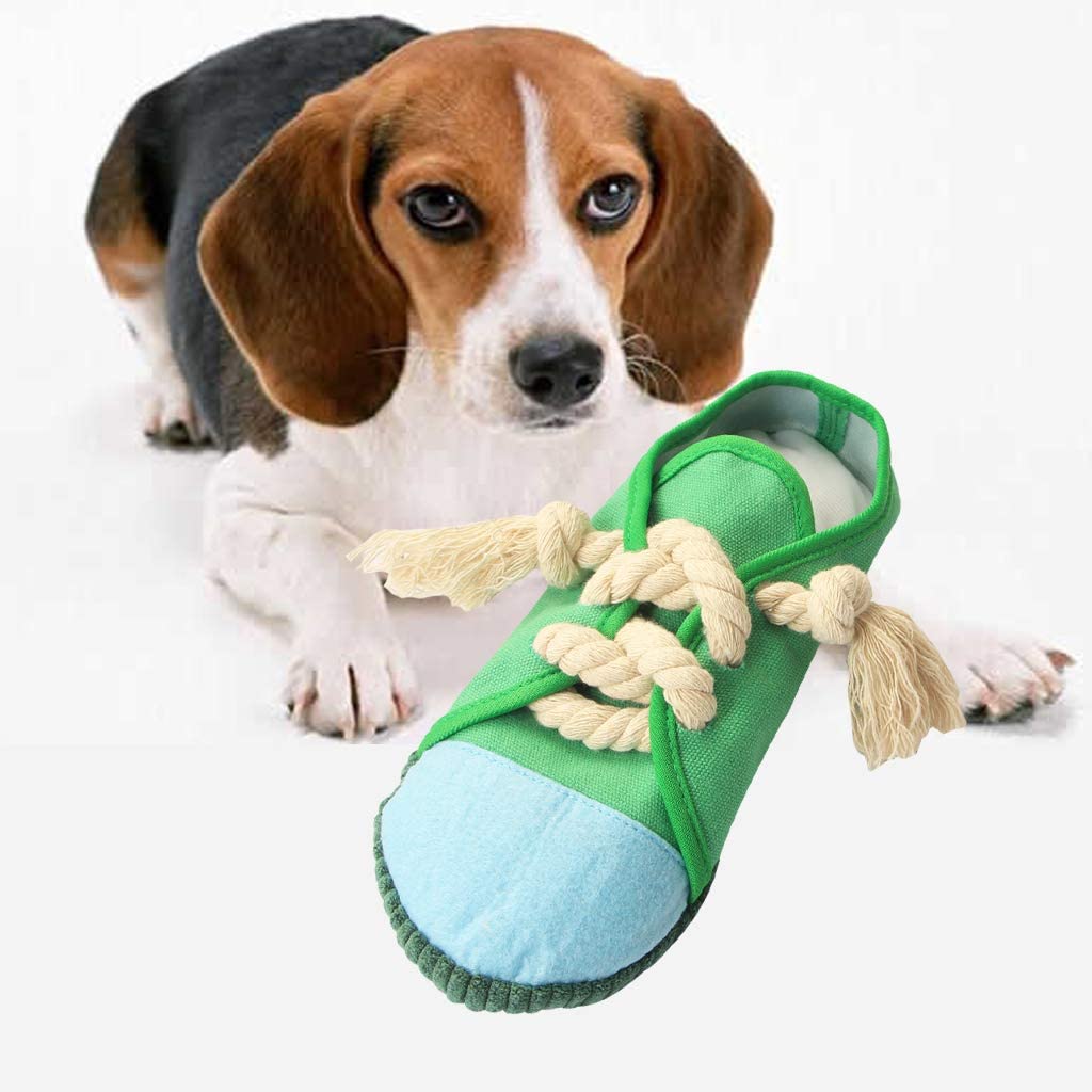 Pet supply,pet toy, shoe, squeaky, dog, cat, rope, shoe, sneaker,green, blue, purple, animal, reduce bad behavior, toy