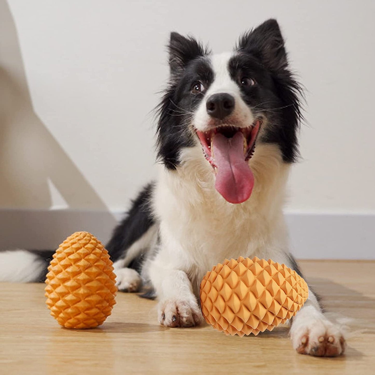 Heavy Duty Pinecone Durable Natural Rubber Dental Teeth Cleaning Dog Feeder Chew Toy for Large and Medium Dogs- Insert Food or Treats Inside!