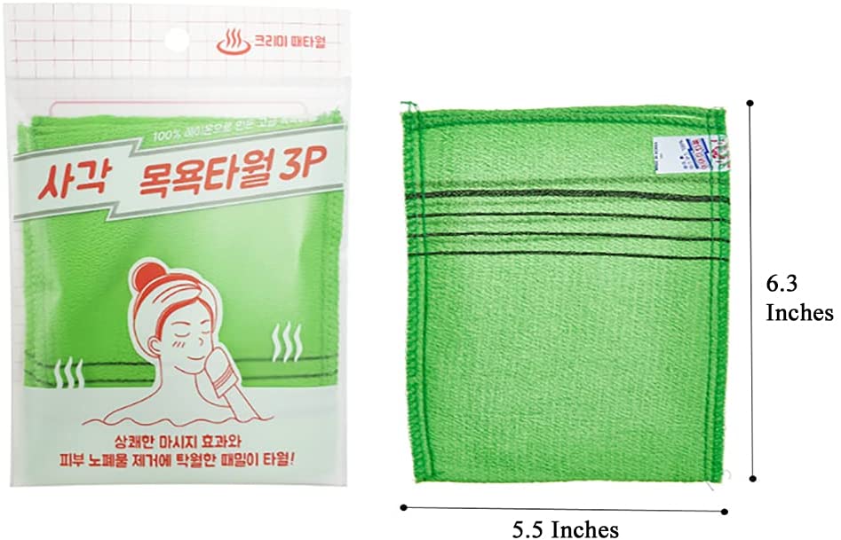 Korean Exfoliating Bath and Shower Towel Washcloth Mitt 3P