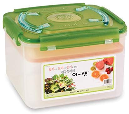 Ejen, E-jen, Kimchi Container, Fermentation Container, Brown, Korean, No smell, Container, Kitchen, Cookware, Perfeckitchenco, Pickled, dishwasher safe, freezer safe, microwave safe, Kimchi, Green, Clear, Storage, Plastic, 7.4, 1.9 gallon