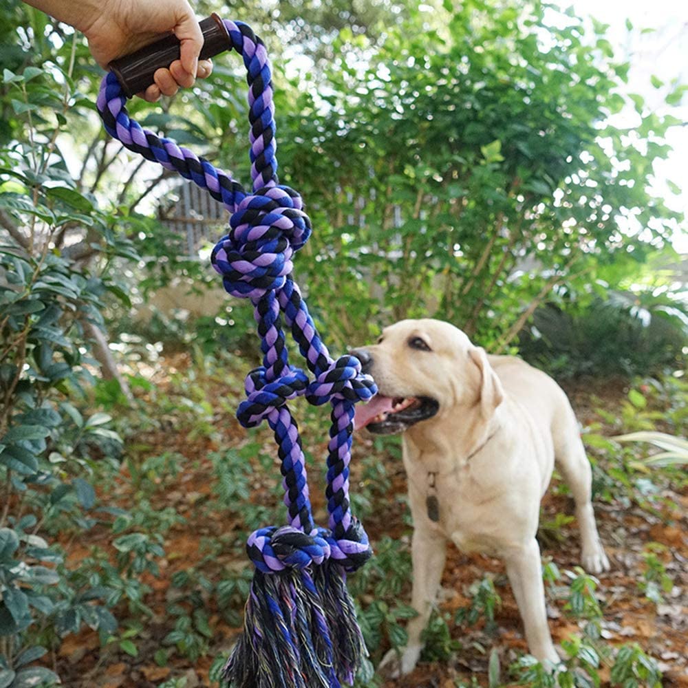 Pawfectpals Indestructible Tough Twisted Dog Chew Rope Toy Teething and Tug of War for Aggressive Chewers (Handle- Purple)