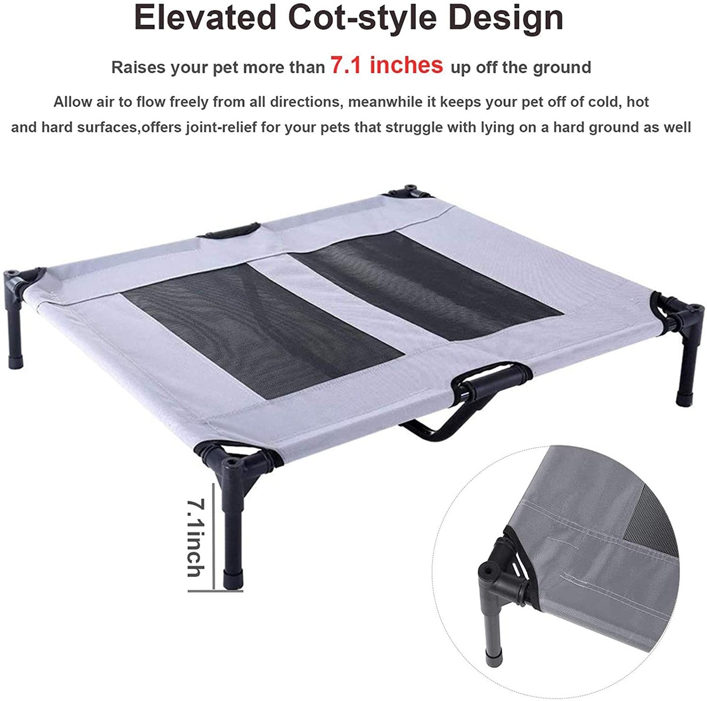 PawfectPals Elevated Pet Bed for Indoor Outdoor with Detachable Shade