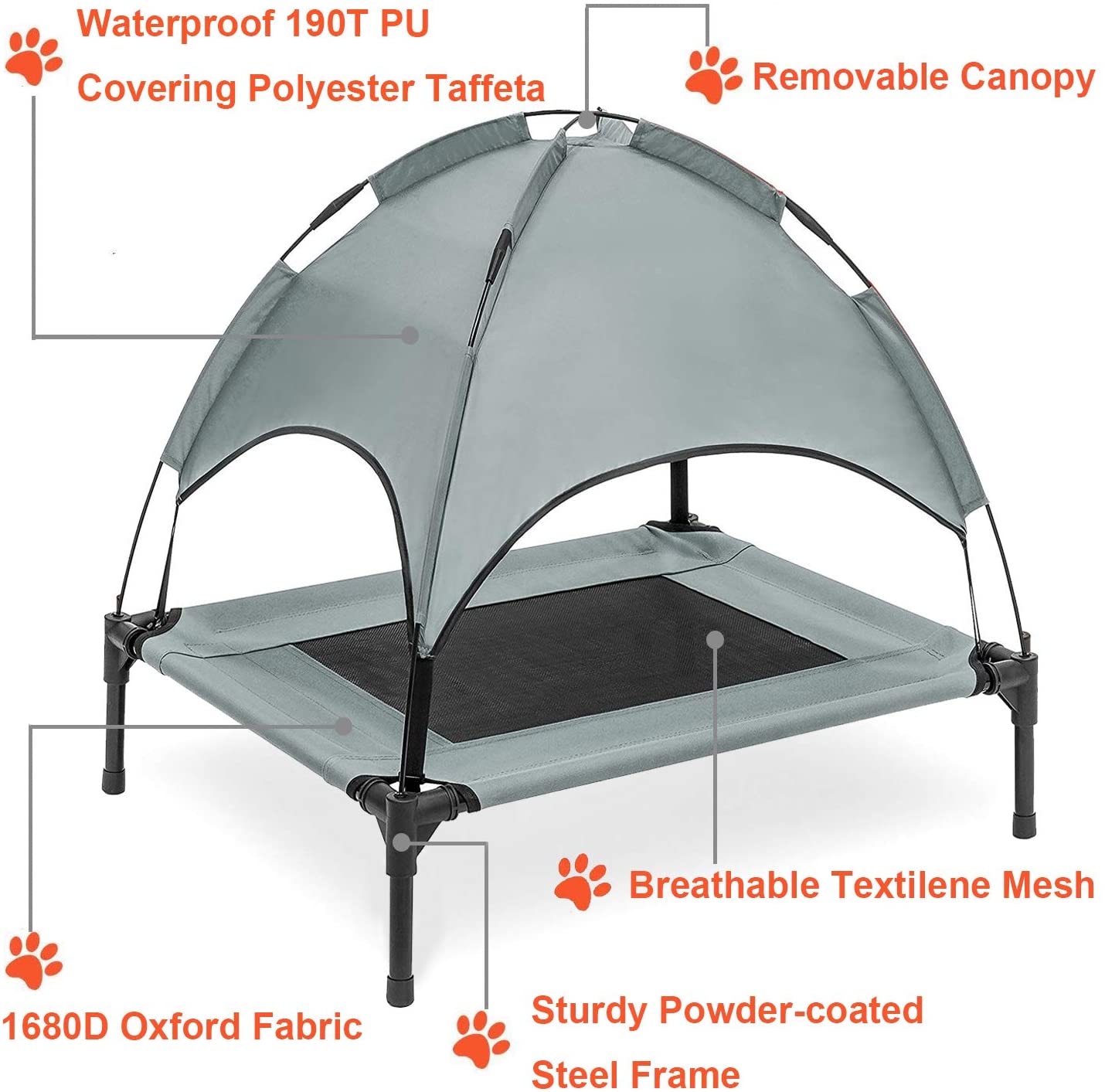 pet bed, pet supply. bed, tent, canopy, assembly, convenient, portable, comfortable, shade, large, medium, grey, mat, dog, cat, animal