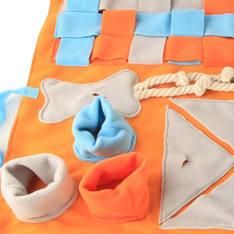 snuffle, forage, play, treat, mat, hide, seek, dog toy, dogs, cats, squeaky, set, pet supply, pet toy, puppy, interactive, blue, orange