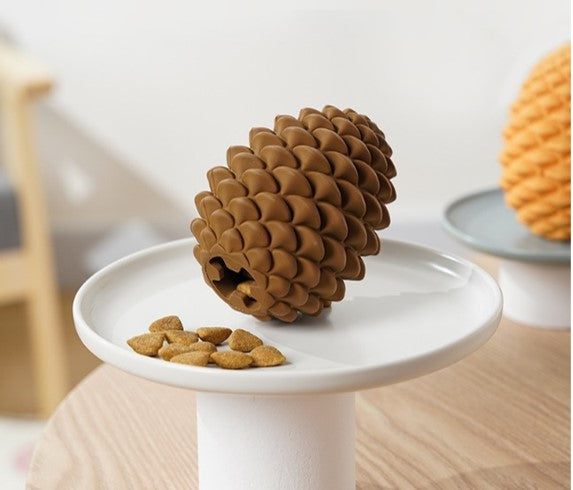 Heavy Duty Pinecone Durable Natural Rubber Dental Teeth Cleaning Dog Feeder Chew Toy for Large and Medium Dogs- Insert Food or Treats Inside!