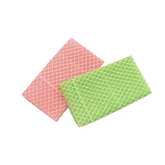 Korean Exfoliating Royal Shower Towel Washcloth Loofah Knitted with Crimped Yarn, Green and Pink