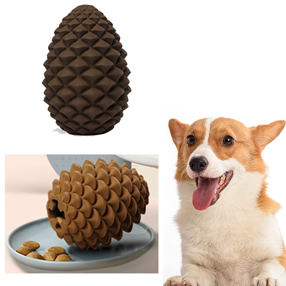 Heavy Duty Pinecone Durable Natural Rubber Dental Teeth Cleaning Dog Feeder Chew Toy for Large and Medium Dogs- Insert Food or Treats Inside!