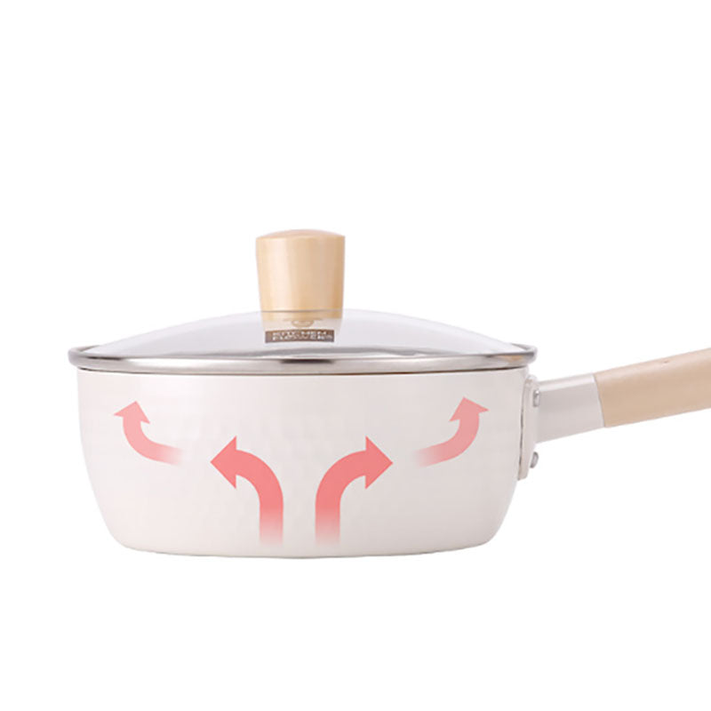 Cookin IH Mood Induction Ceramic Sauce Pot with Wood Handle and Glass Lid 18cm