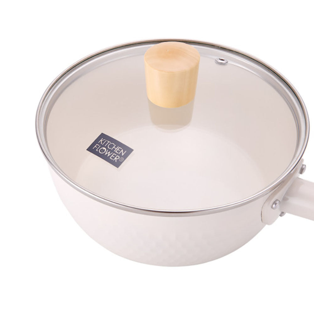 Cookin IH Mood Induction Ceramic Sauce Pot with Wood Handle and