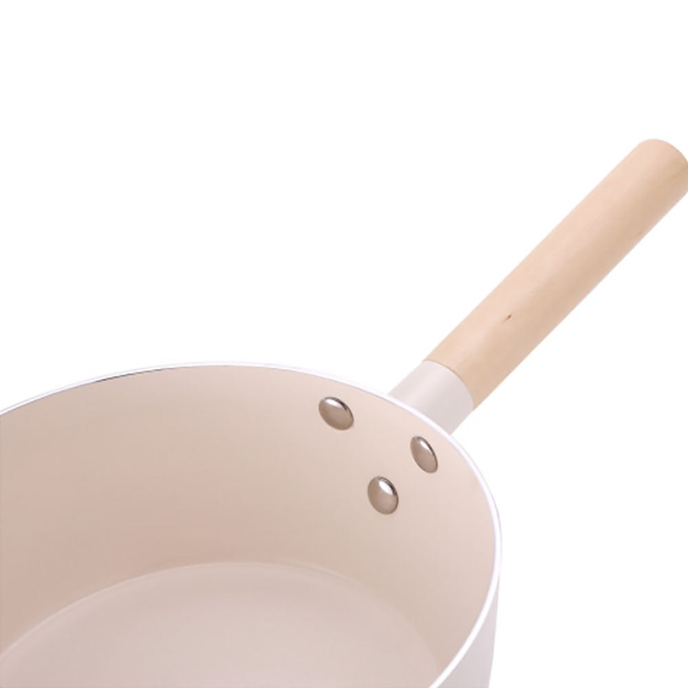 Cookin IH Mood Induction Ceramic Sauce Pot with Wood Handle and Glass Lid 18cm