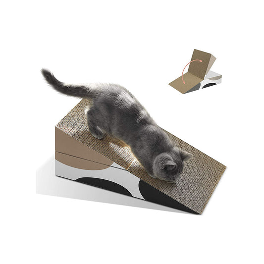 Pawfectpals Corrugated Foldable Cat Scratching Pad, Multiple Angle Lounge for Cats and Kittens, Triangle or Box, Reversible and Foldable