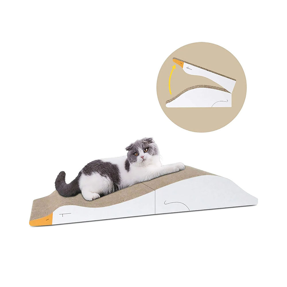 Pawfectpals Duck-Shaped Foldable Reversible Cat Scratching Cardboard Pad Lounge, Scratch and Play, Eliminate Destructive Furniture