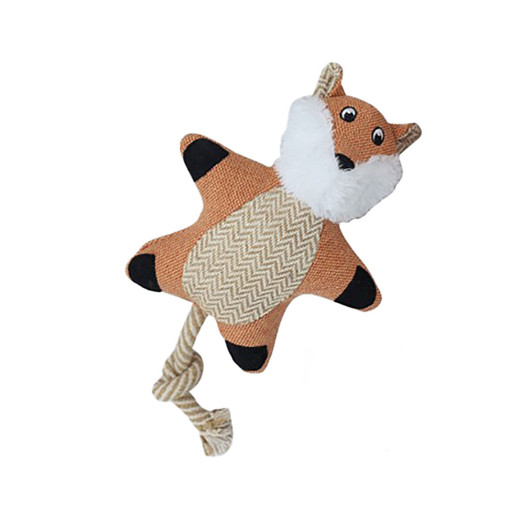 Pawfectpals Squeaky and Durable Dog Chew Toy with Rope Tail (Fox)