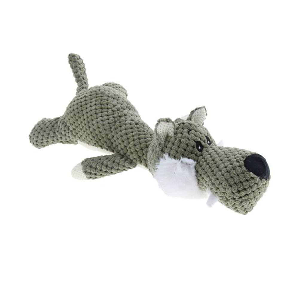 Pawfectpals Interactive Fun and Squeaky Stuffed Plushy Dog Toy (Wolf)